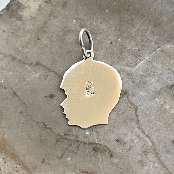 Sterling Silver 925 Male Boy Child Silhouette Profile Engravable Charm Pendant - Picture 5 of 12